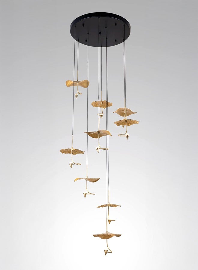 SPOLUX Modern Lighting, Chandelier, Light, Copper flower chandelier, GBK & Black Color, 45 x20 x 190 cm, Suitable for bedroom and living room, Adjustable height - Image 1